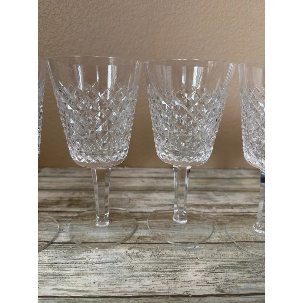 Set of 6 Waterford Crystal ALANA 7" Water Goblets Gothic Mark Vintage - Picture 14 of 16